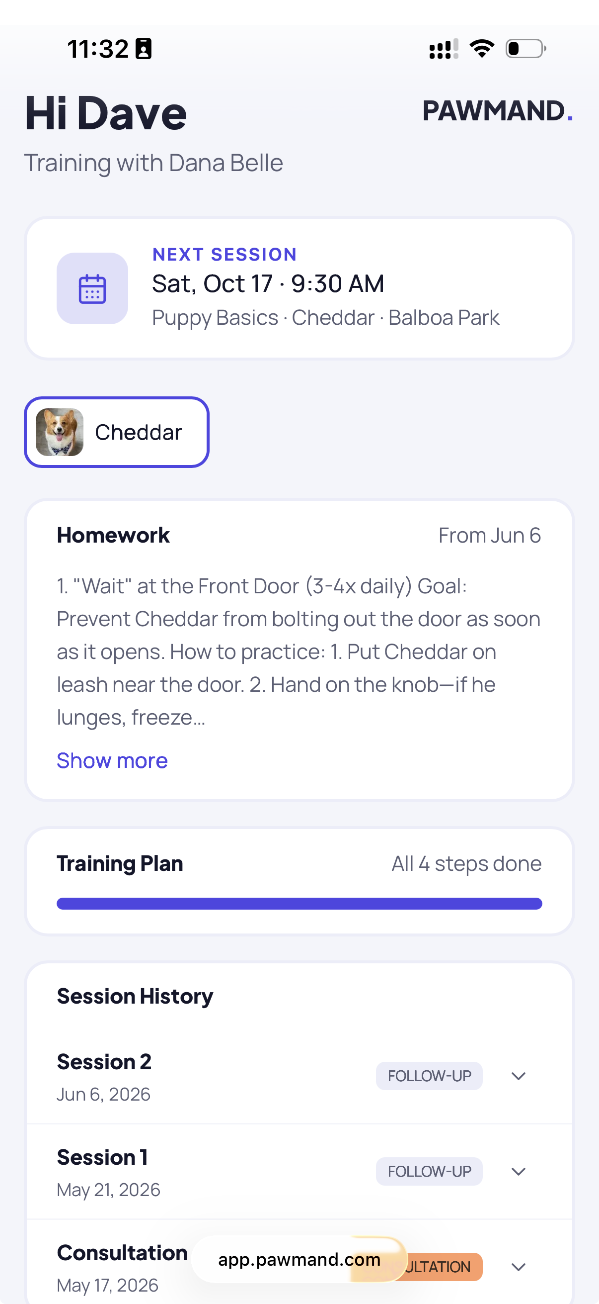 An owner's portal on a phone